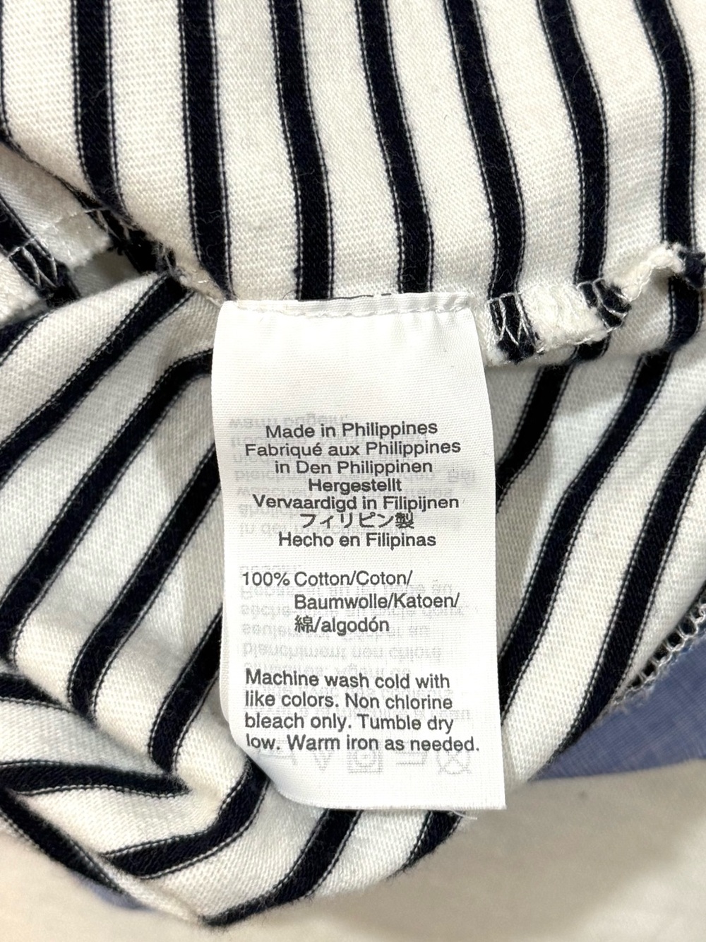Striped Blue & White Layered Hem 💯% Cotton Women's Top - Picture 4 of 6